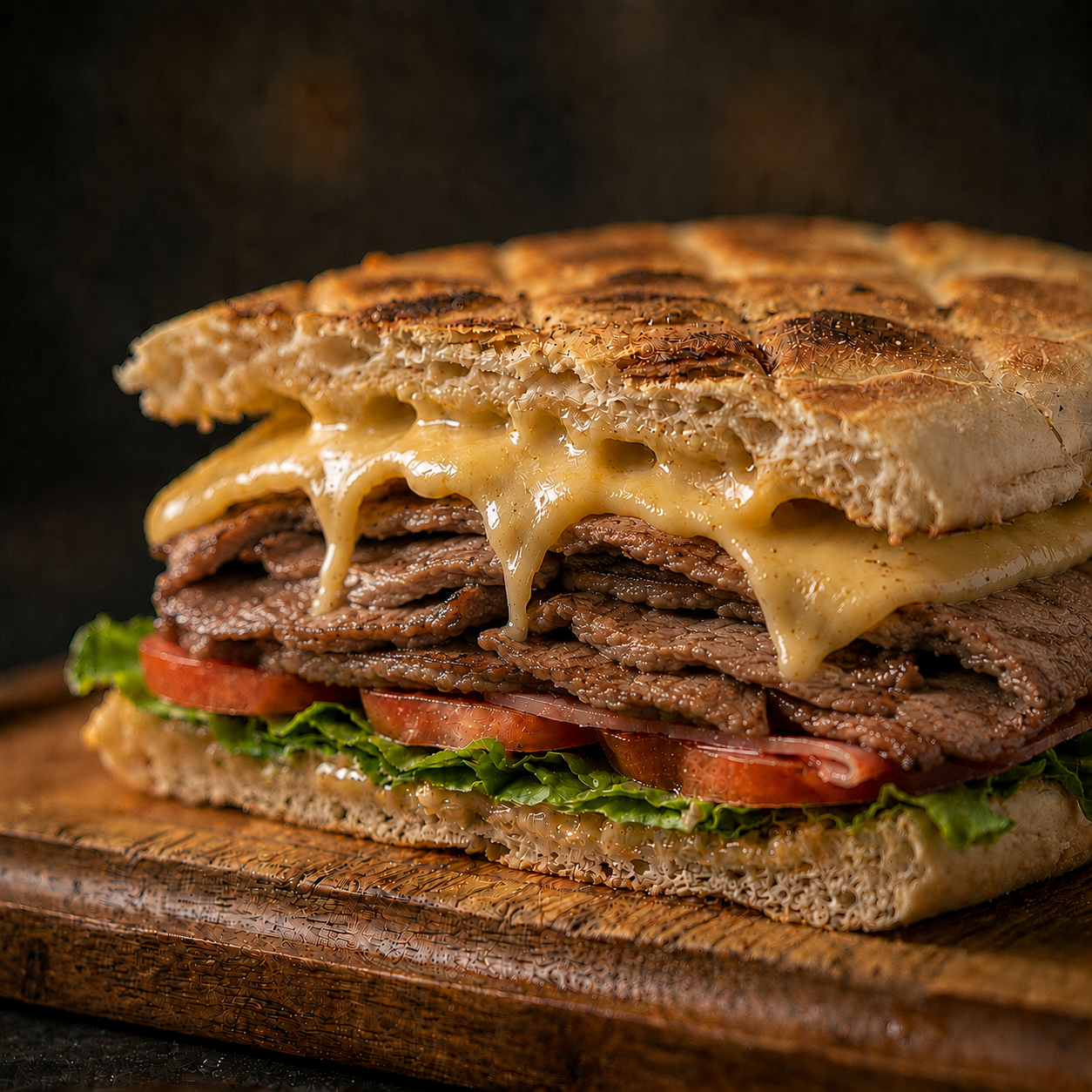 Lomito Cipriano con carne, queso, tomate y lechuga
